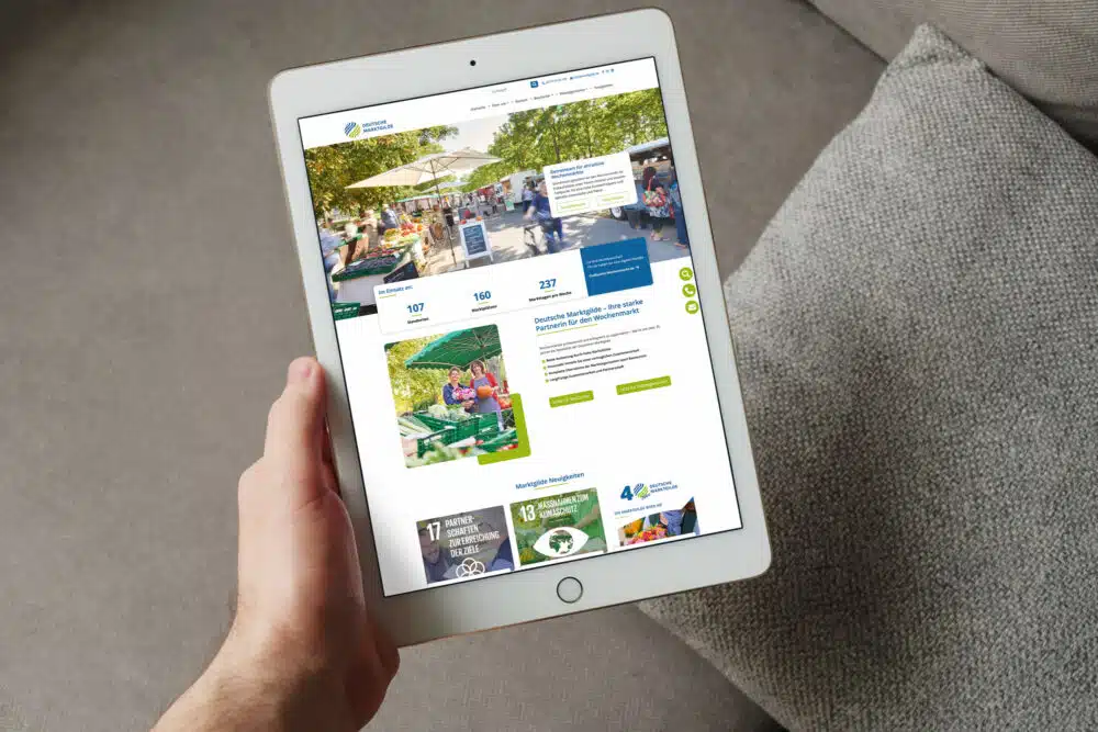Mit einem modernen, responsiven Webdesign und klarer Nutzerführung erhält die Deutsche Marktgilde eine digitale Präsenz, die ihre Werte sichtbar macht und auf allen Endgeräten überzeugt.