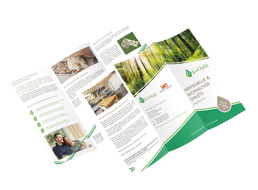 eCouleur Referenz nachhaltiges Design EcoChalet Printdesign Flyer