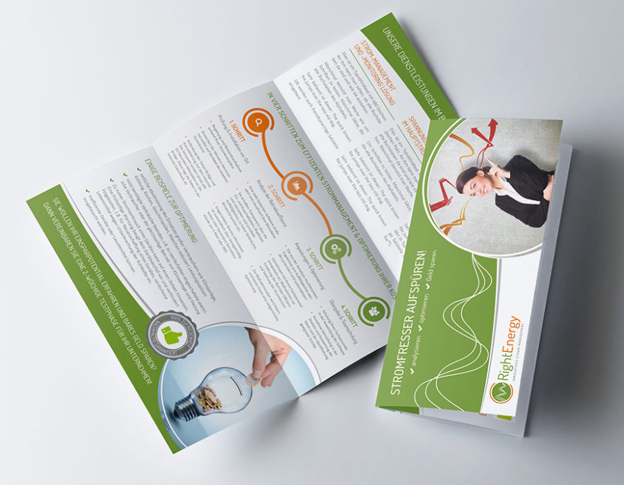 eCouleur Referenz nachhaltiges Design RightEnergy Printdesign Flyer