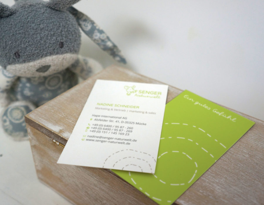eCouleur Referenz nachhaltiges Design Senger Naturwelt Printdesign Visitenkarten
